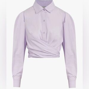 Hudson Women's Poplin Button Down Wrap Shirt Lavender Blouse size L